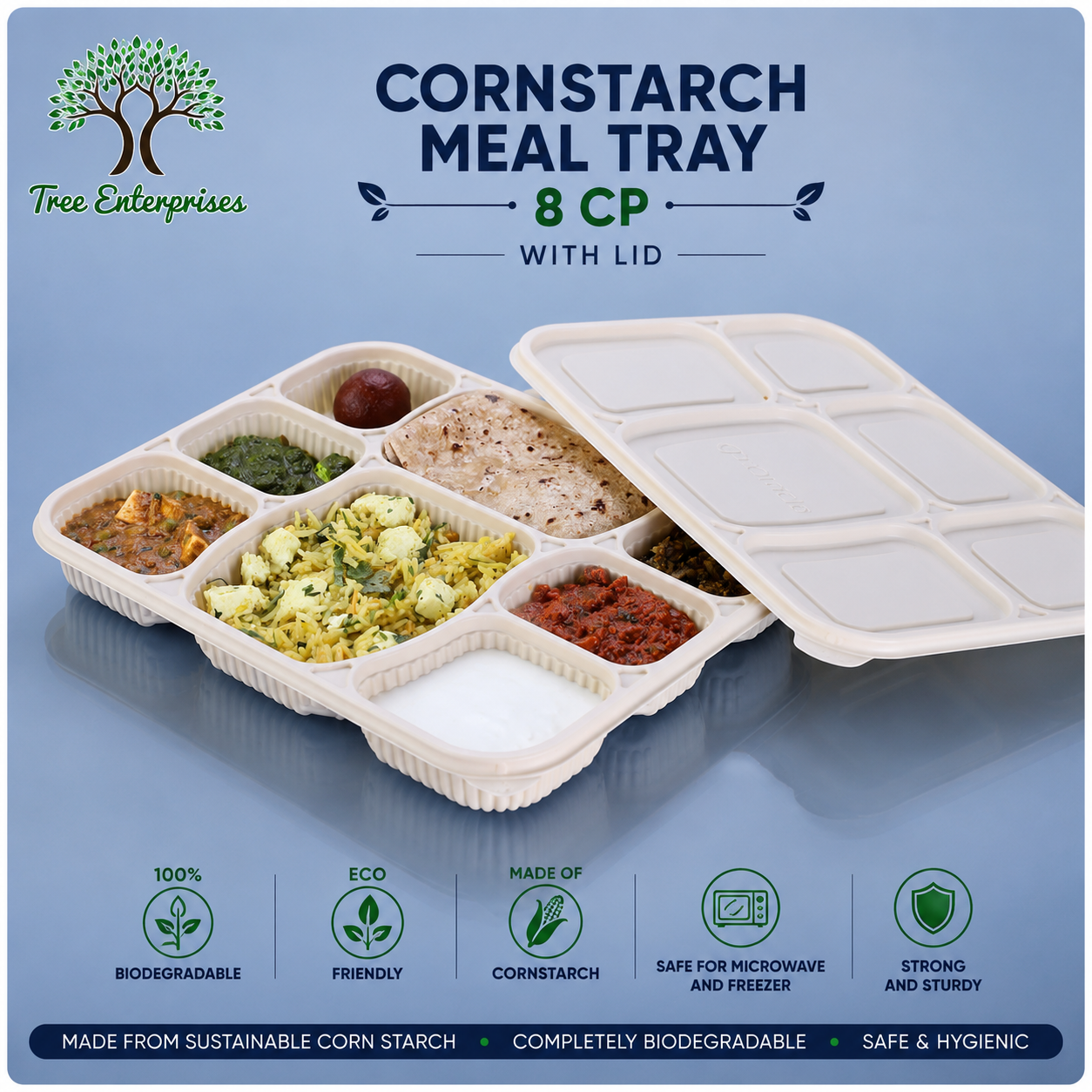 8CP MEAL TRAY WITH LID